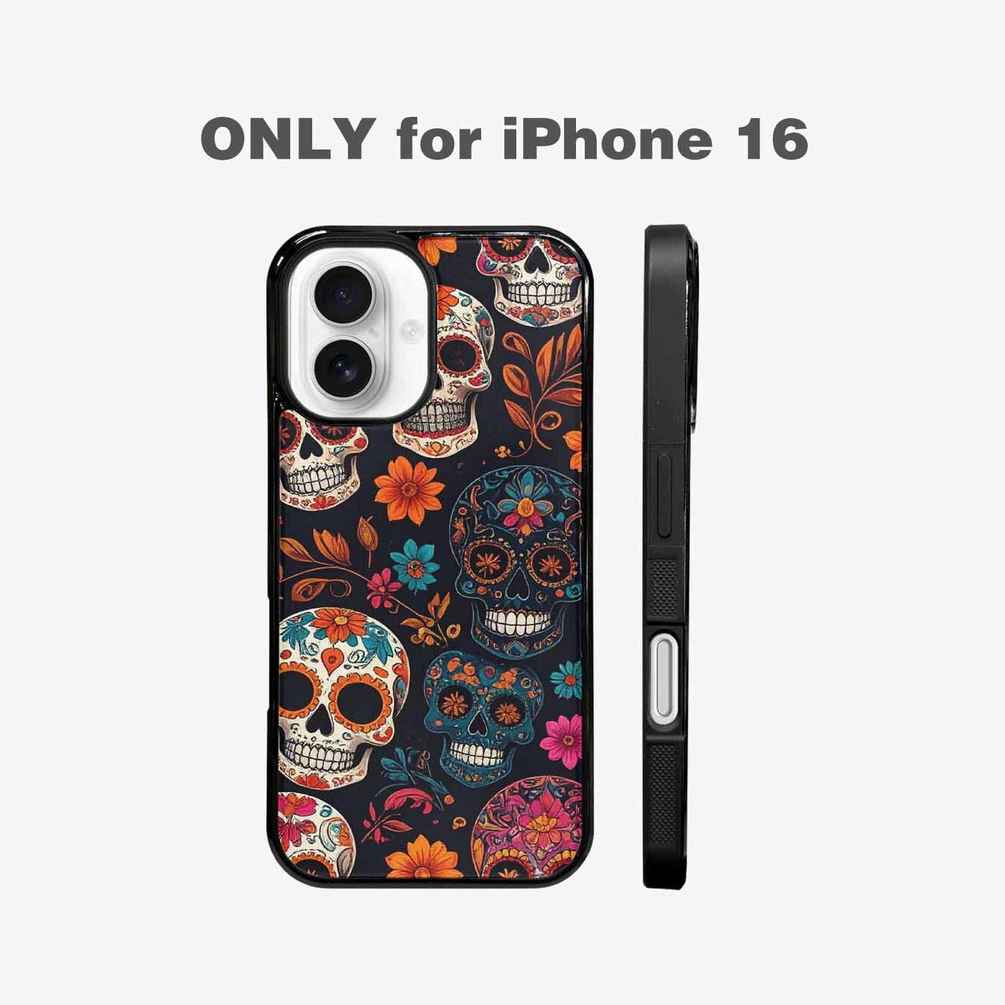 iPhone 16 Case — Dia De Los Muertos Sugar Skull, Custom Print Case Cover