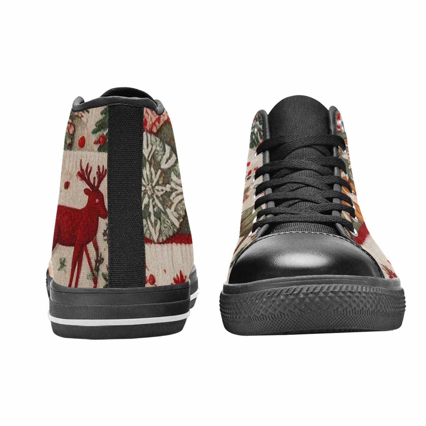 MEN'S Christmas Holly Snowflake High Top Canvas Vivid Custom Shoes