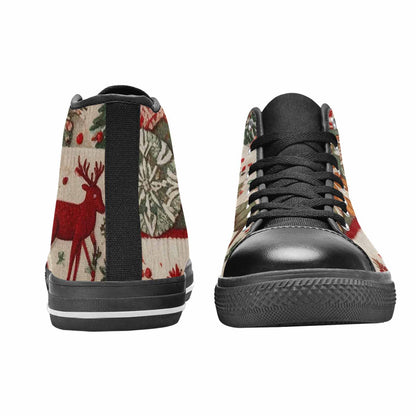 MEN'S Christmas Holly Snowflake High Top Canvas Vivid Custom Shoes