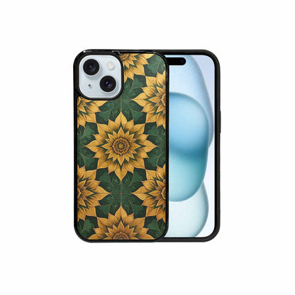 iPhone 15 Case — Sunflower Mandala Kaleidoscope Custom, Personalized Phone Case