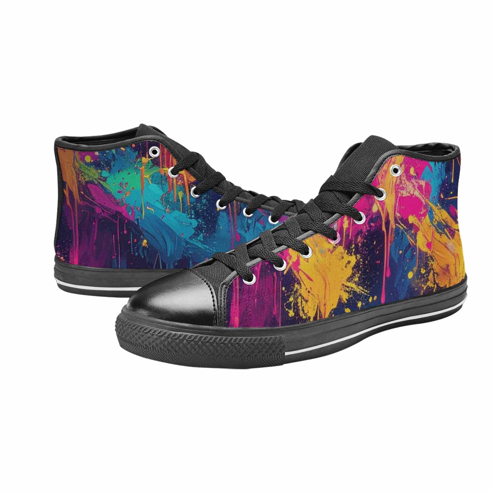 MEN'S Paint Splatter High Top Canvas Vibrant Chaos Sneakers