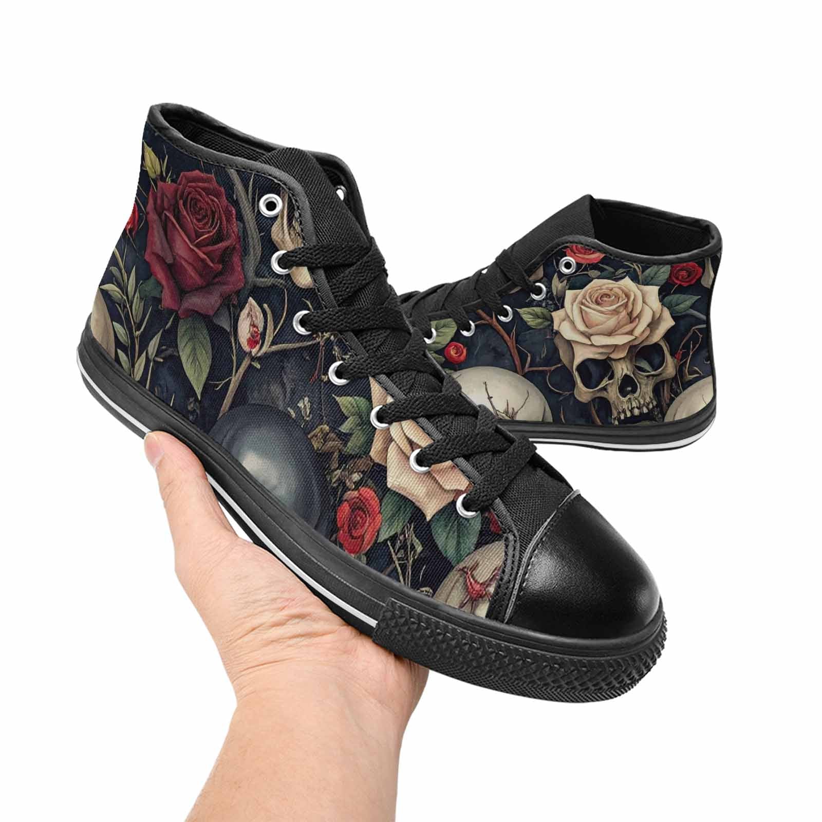 MEN'S Skulls - Roses High Top Canvas Vivid Shoes
