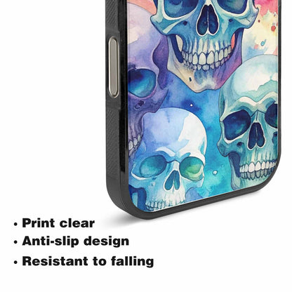 iPhone 15 Pro Max Case — Kulls Watercolor Skulls Small Skull Pattern, Custom Print Case Cover