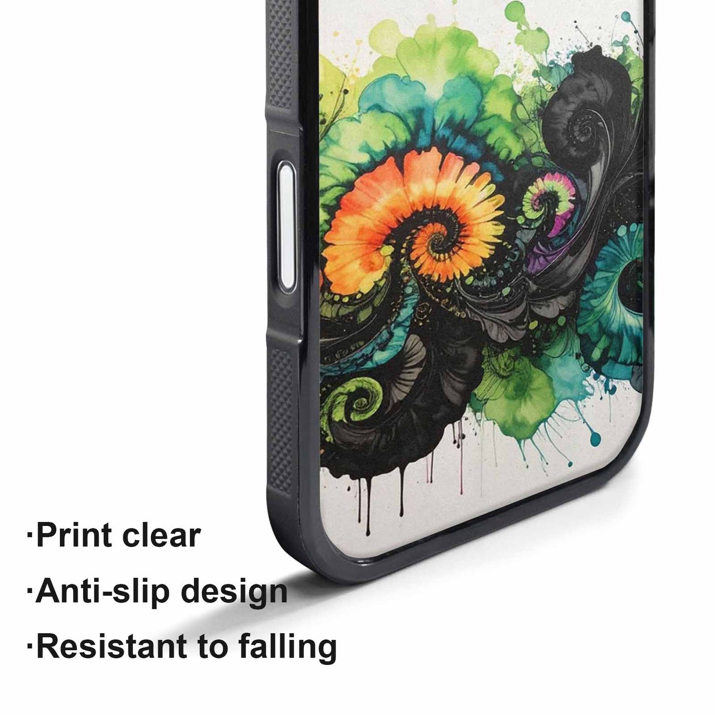 iPhone 17 Pro Max Case — Black &amp; Green Ink Tie Dye, Custom Designed Case Cover