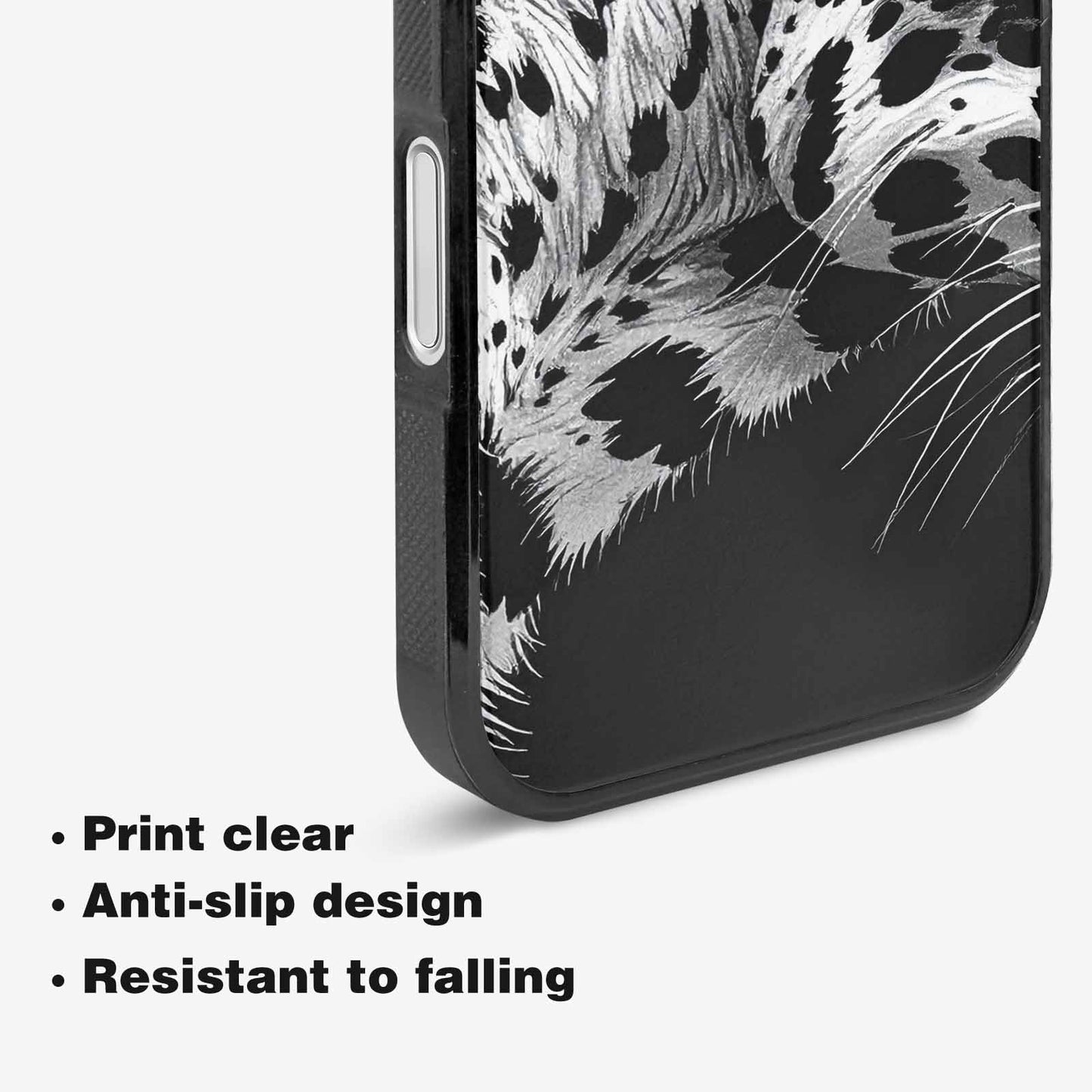 iPhone 16 Case — Leopard Print Black And White Style, Custom Made Phone Cover