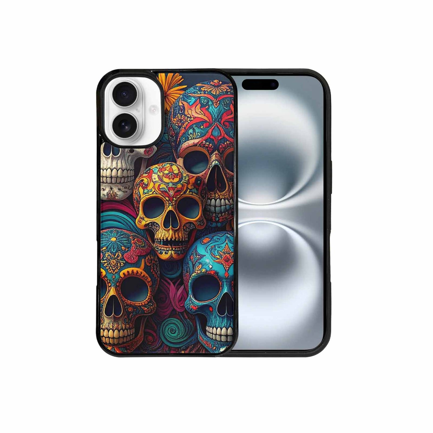 iPhone 16 Plus Case — Skull Waves, Unique Phone Case Design