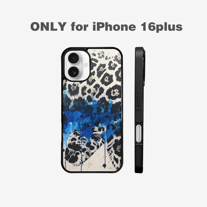 iPhone 16 Plus Case — Animal Print Black Blue Ink Animal, Custom Print Case Cover