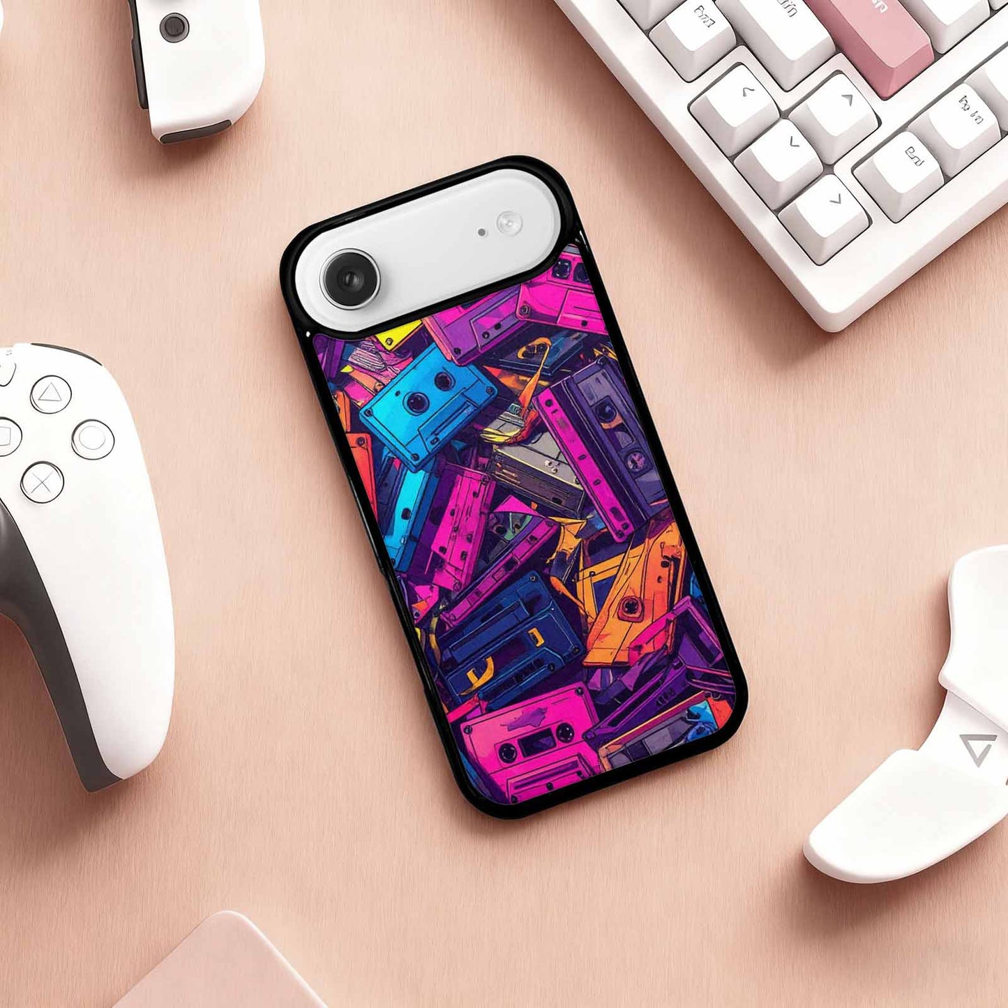iPhone 17 Air Case — Retro Cassette Tape Pattern Hundreds Retro, Custom Phone Case