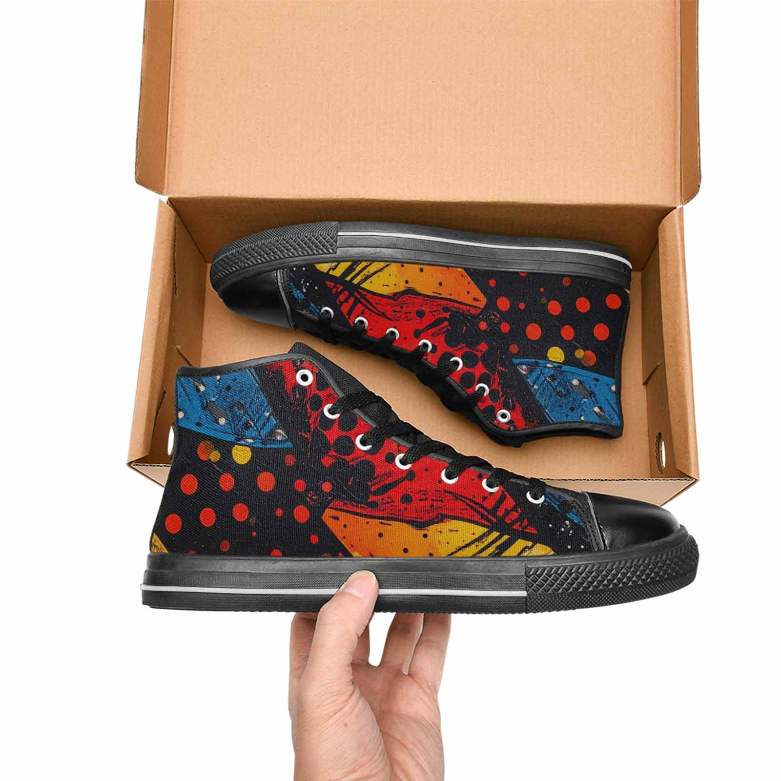 MEN'S Comic Book Halftone High Top Canvas Wallpaper Art Custom Shoes