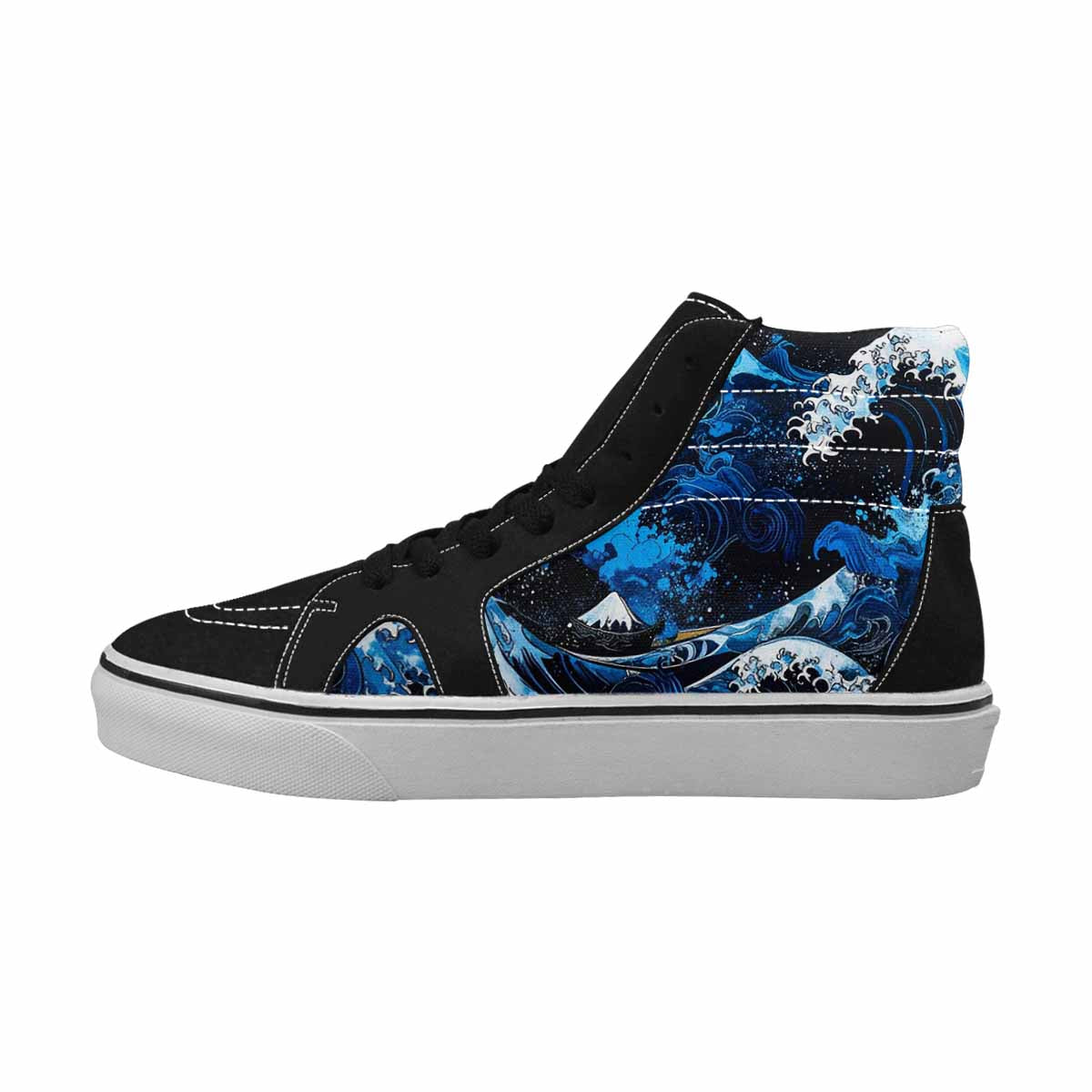 MEN'S Nautical Wave High Top Canvas Wallpaper Art Custom Sneakers