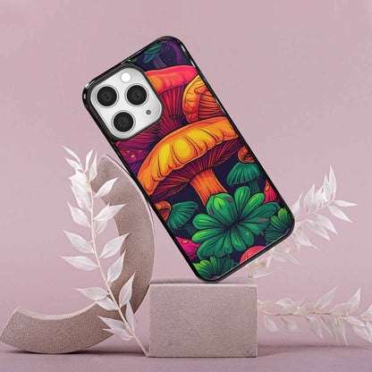 iPhone 15 Pro Max Case — Psychedelic Mushroom Cartoon Pattern, Custom Designed Case Cover