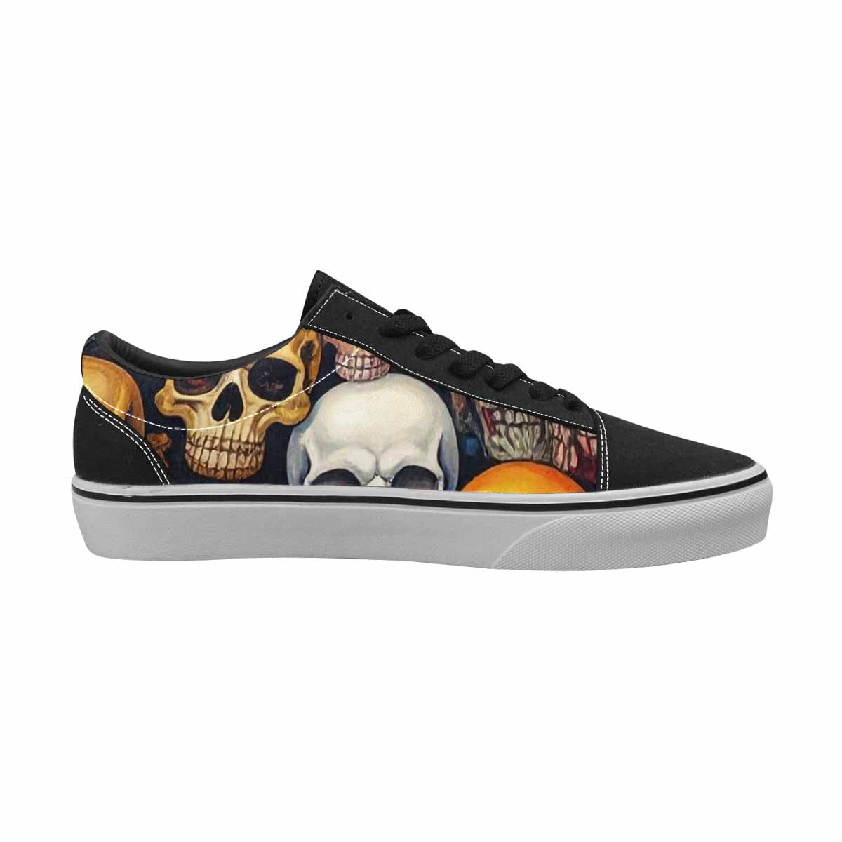WOMEN'S Skulls Lace-Up Canvas Melting Art Custom Sneakers
