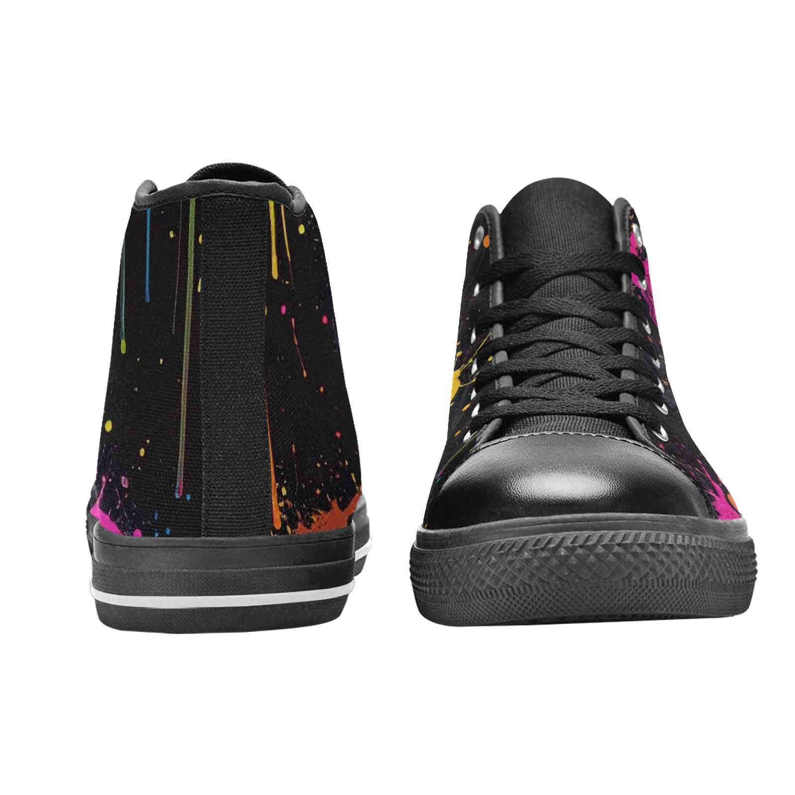 MEN'S Paint Splatter High Top Canvas Vibrant Chaos Custom Shoes