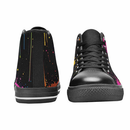 MEN'S Paint Splatter High Top Canvas Vibrant Chaos Custom Shoes