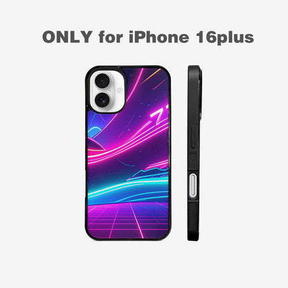 iPhone 16 Plus Case — 1980s Neon Cartoon Art Pattern, Customized Protective Case