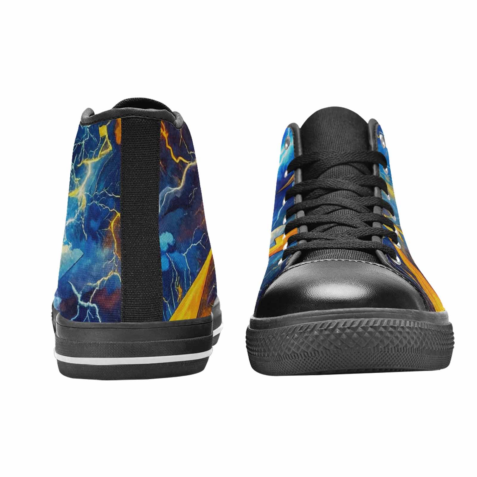 WOMEN'S Lightning Bolt High Top Canvas Wallpaper Art Sneakers