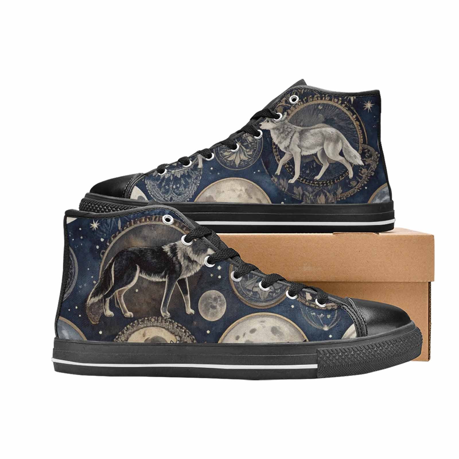 MEN'S Wolves Everywhere Collage High Top Canvas Vivid Custom Shoes