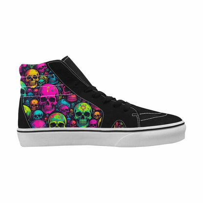 WOMEN'S Skulls - Neon High Top Canvas Wallpaper Art Shoes