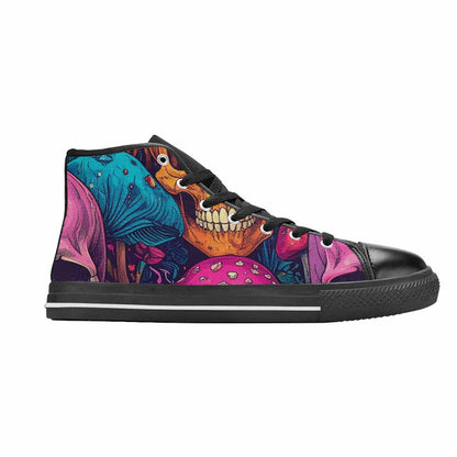 MEN'S Mushroom Skull High Top Canvas Cottagecore Custom Sneakers