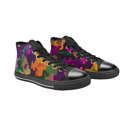 WOMEN'S Military Camouflage Blotch High Top Canvas Surreal Sneakers