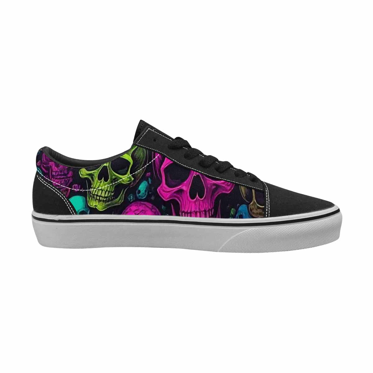 WOMEN'S Skulls - Neon Canvas Lace-Up Grunge Shoes