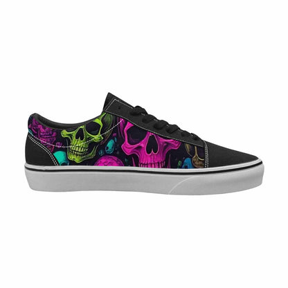 WOMEN'S Skulls - Neon Canvas Lace-Up Grunge Shoes