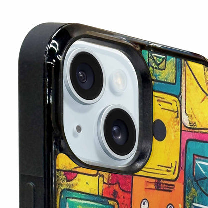 iPhone 15 Plus Case — Hand Drawn Icon Doodle Pattern Hundreds, Custom Phone Case
