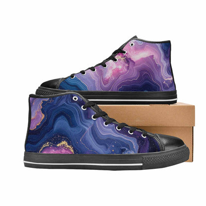 MEN'S Marble Galaxy High Top Canvas Neon Fantasy Custom Sneakers