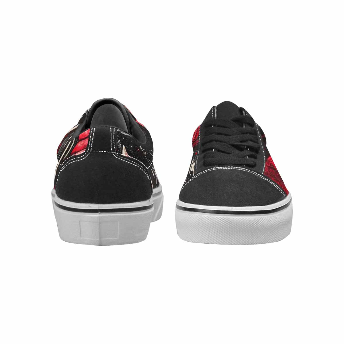 WOMEN'S Ice Cream Black & Red Ink Canvas One Of A Kind Cottagecore Custom Sneakers
