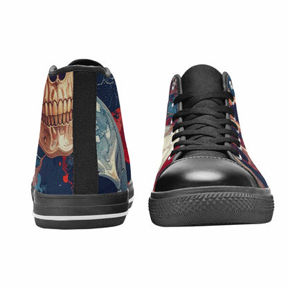 WOMEN'S Marble Skull High Top Canvas Dreamcore Sneakers