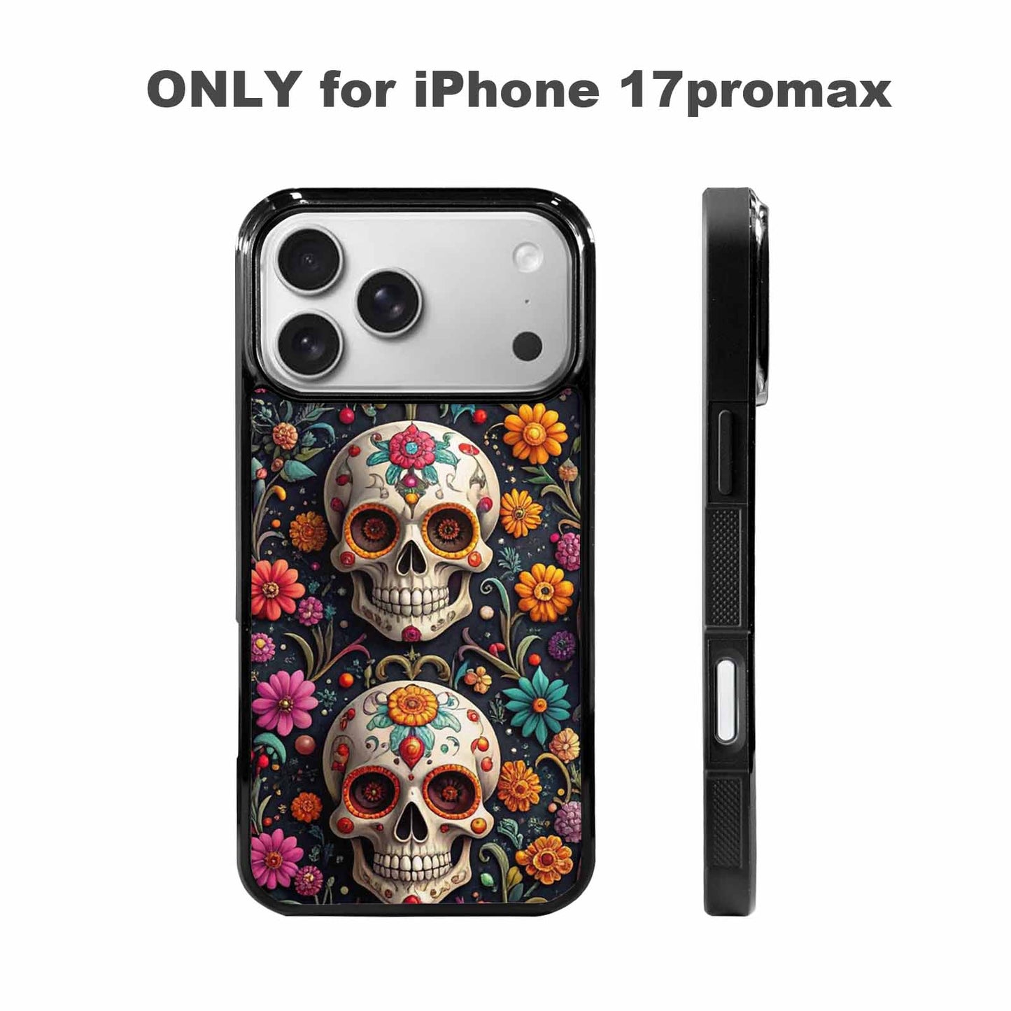 iPhone 17 Pro Max Case — Greyscale Black And White Gothic Skulls, Personalized Phone Case