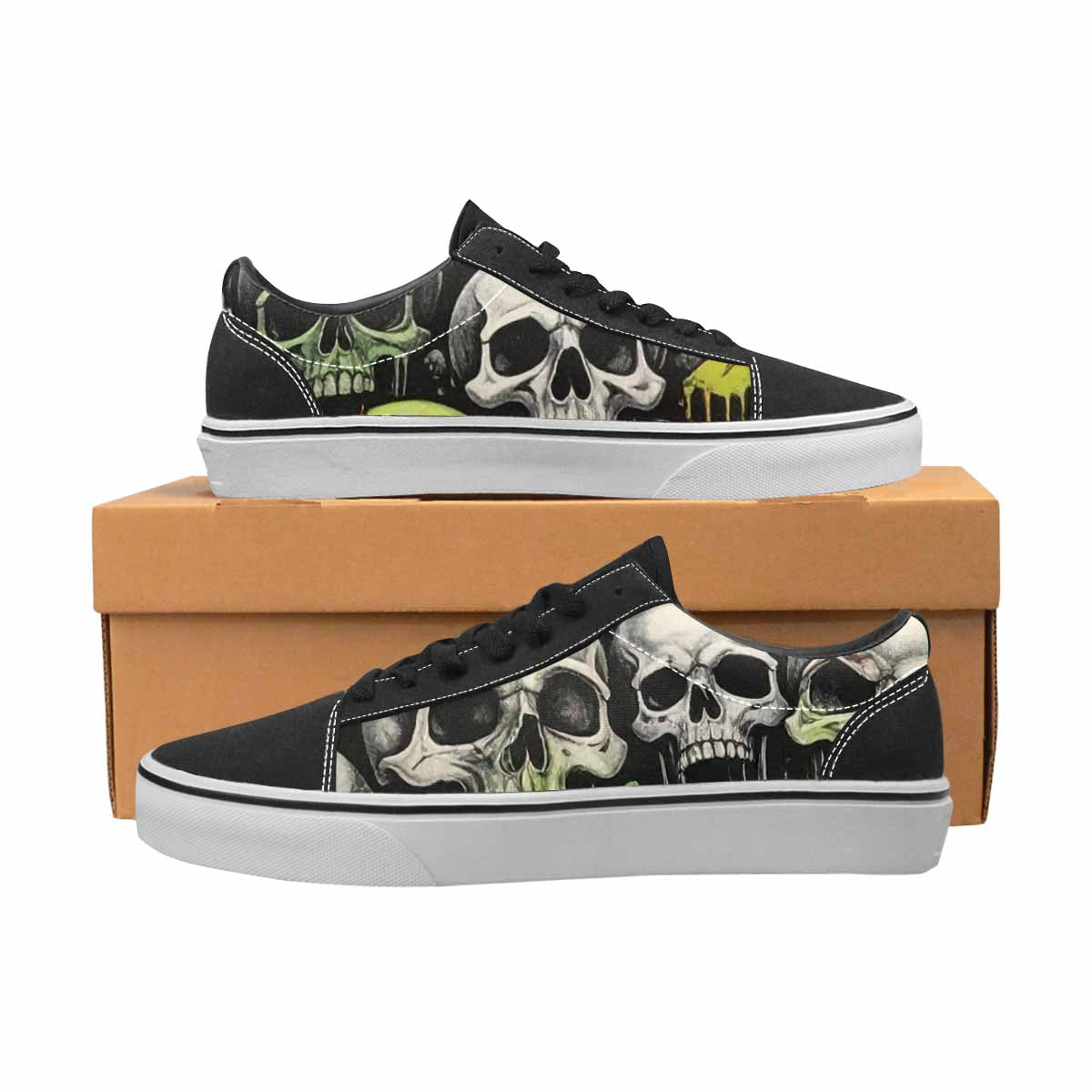 WOMEN'S Rainbow From Skull S Lace-Up Canvas Wallpaper Art Sneakers