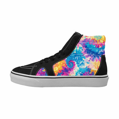 WOMEN'S Tie Dye Swirl High Top Canvas Vibrant Chaos Custom Shoes