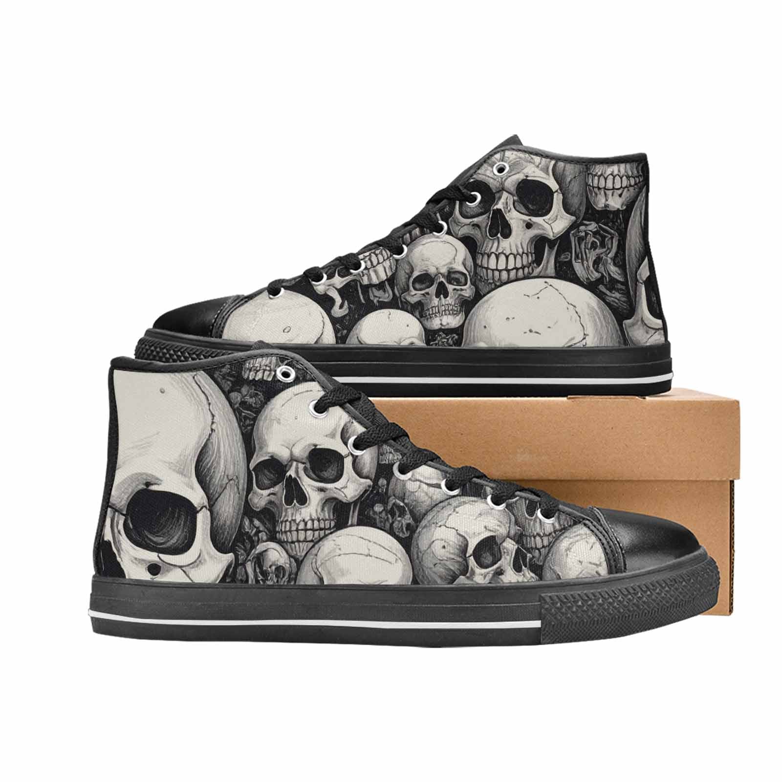 WOMEN'S Skulls - Classic High Top Canvas Surreal Custom Shoes