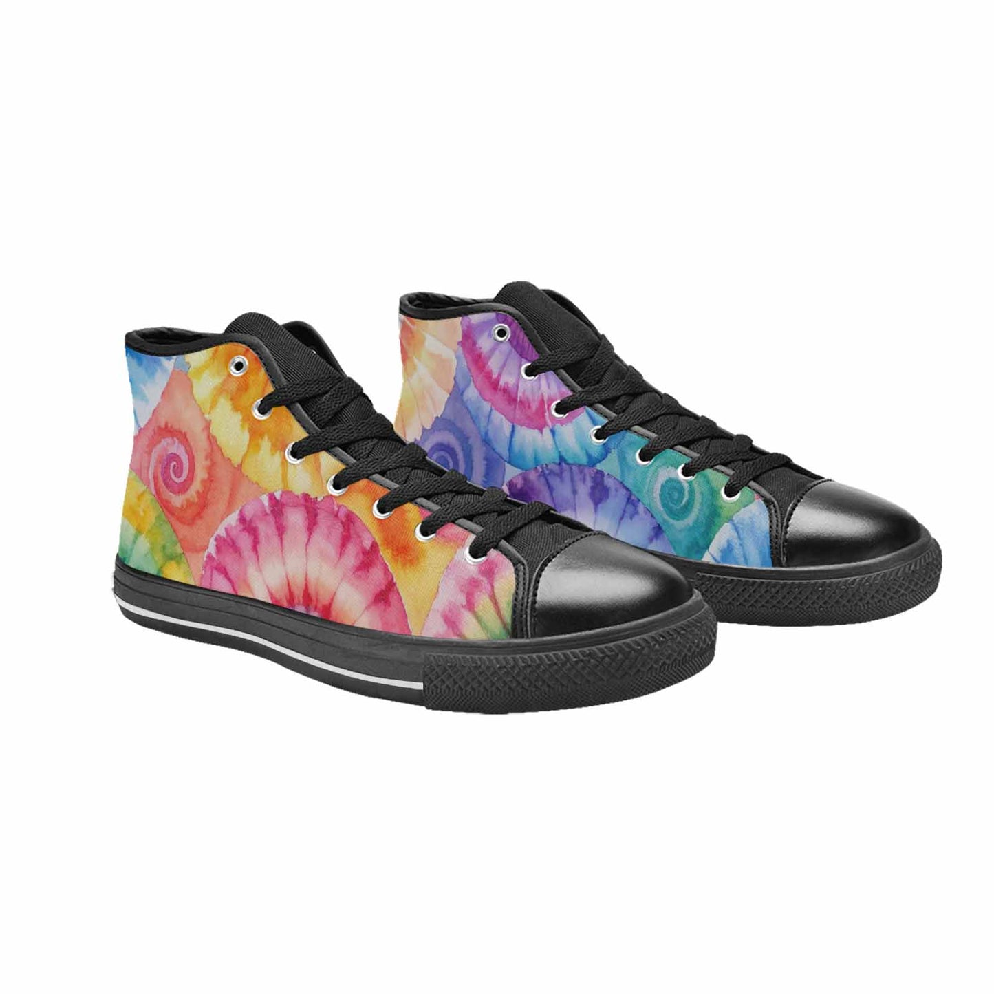 MEN'S Tie Dye Swirl High Top Canvas Vivid Custom Shoes