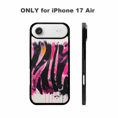 iPhone 17 Air Case — Black Pink Ink Zebra Stripe Animal, Customized Protective Case