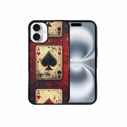 iPhone 16 Plus Case — Playing Card Suits Pattern Poker Chips, Original Design Phone Case