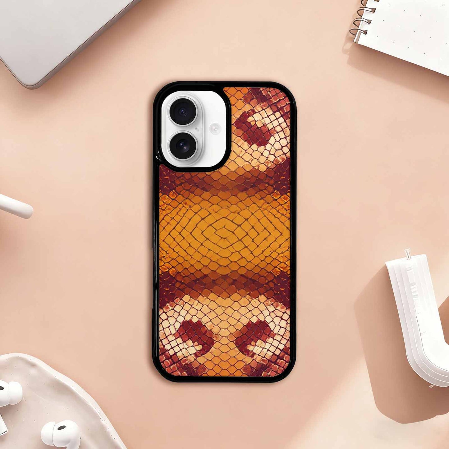 iPhone 17 Case — Snake Print Dark Seamless Animal Print, Custom Designed Case Cover