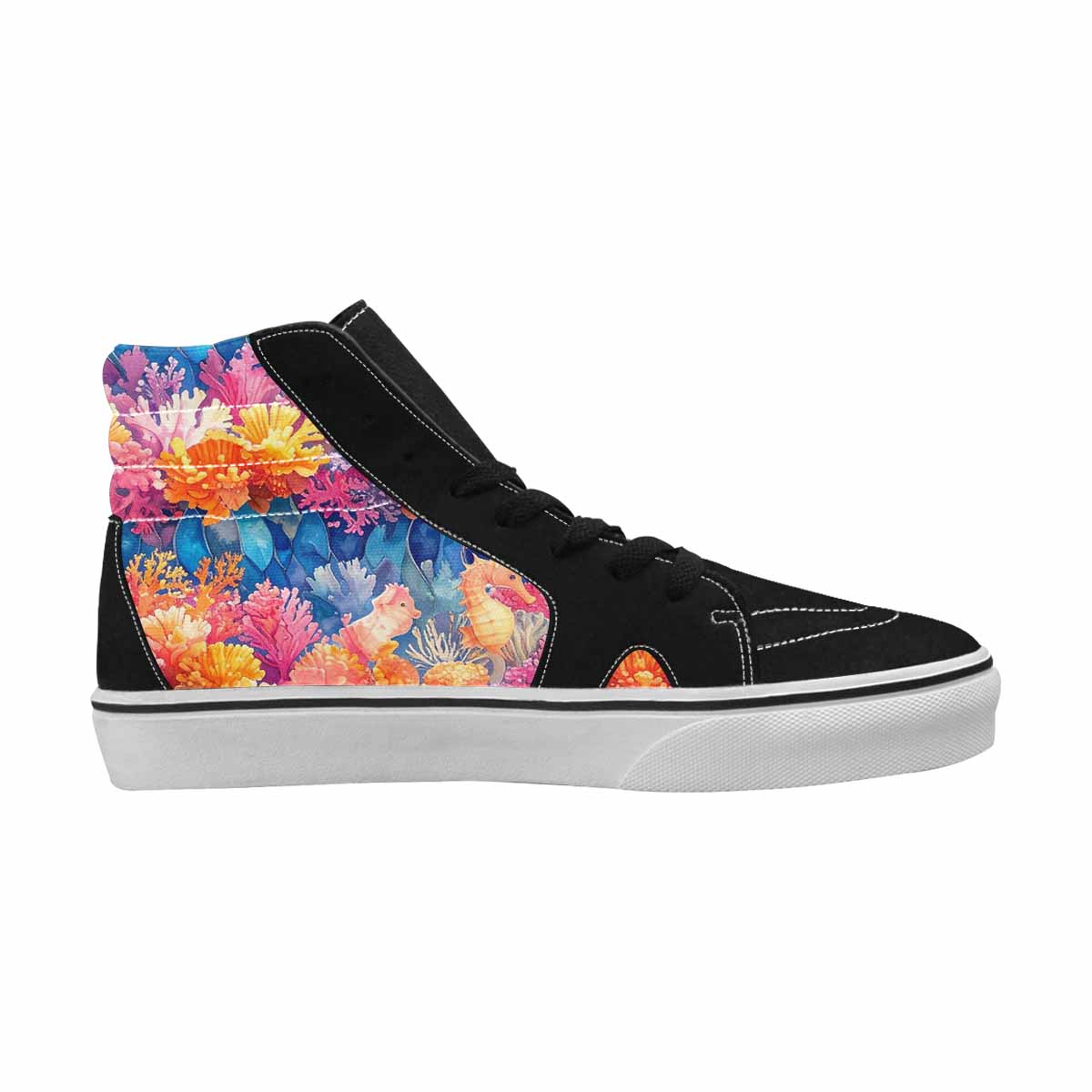 MEN'S Fish Scale Coral High Top Canvas Grunge Custom Shoes