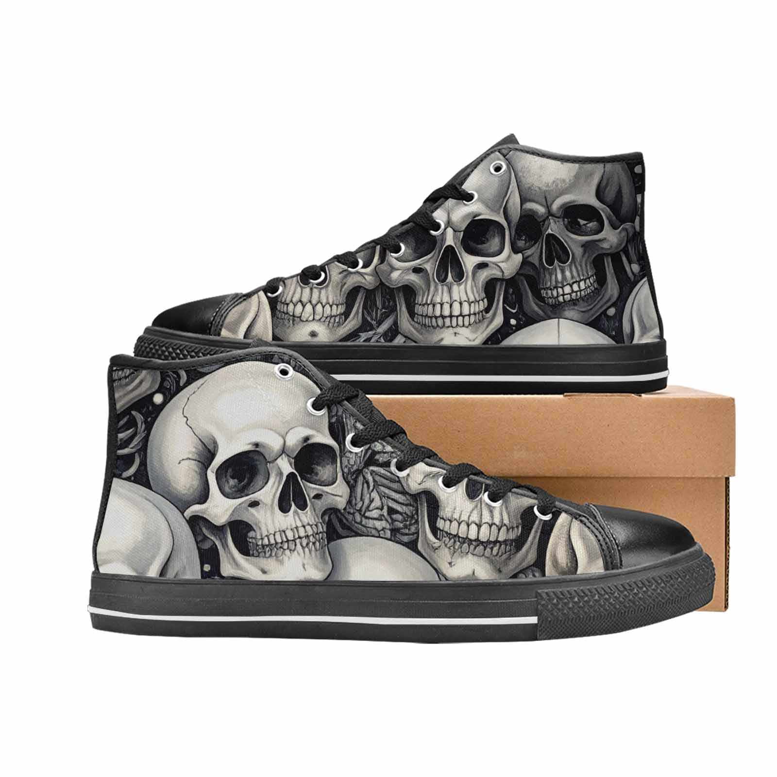 MEN'S Skulls - Classic High Top Canvas Vibrant Chaos Sneakers