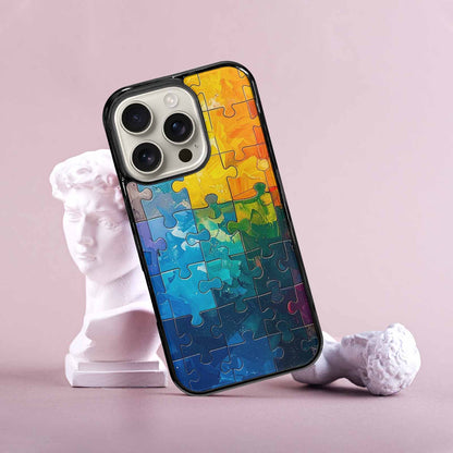 iPhone 16 Pro Case — Autism Puzzle Pieces Puzzle Piece Pattern, Custom Printed Phone Case