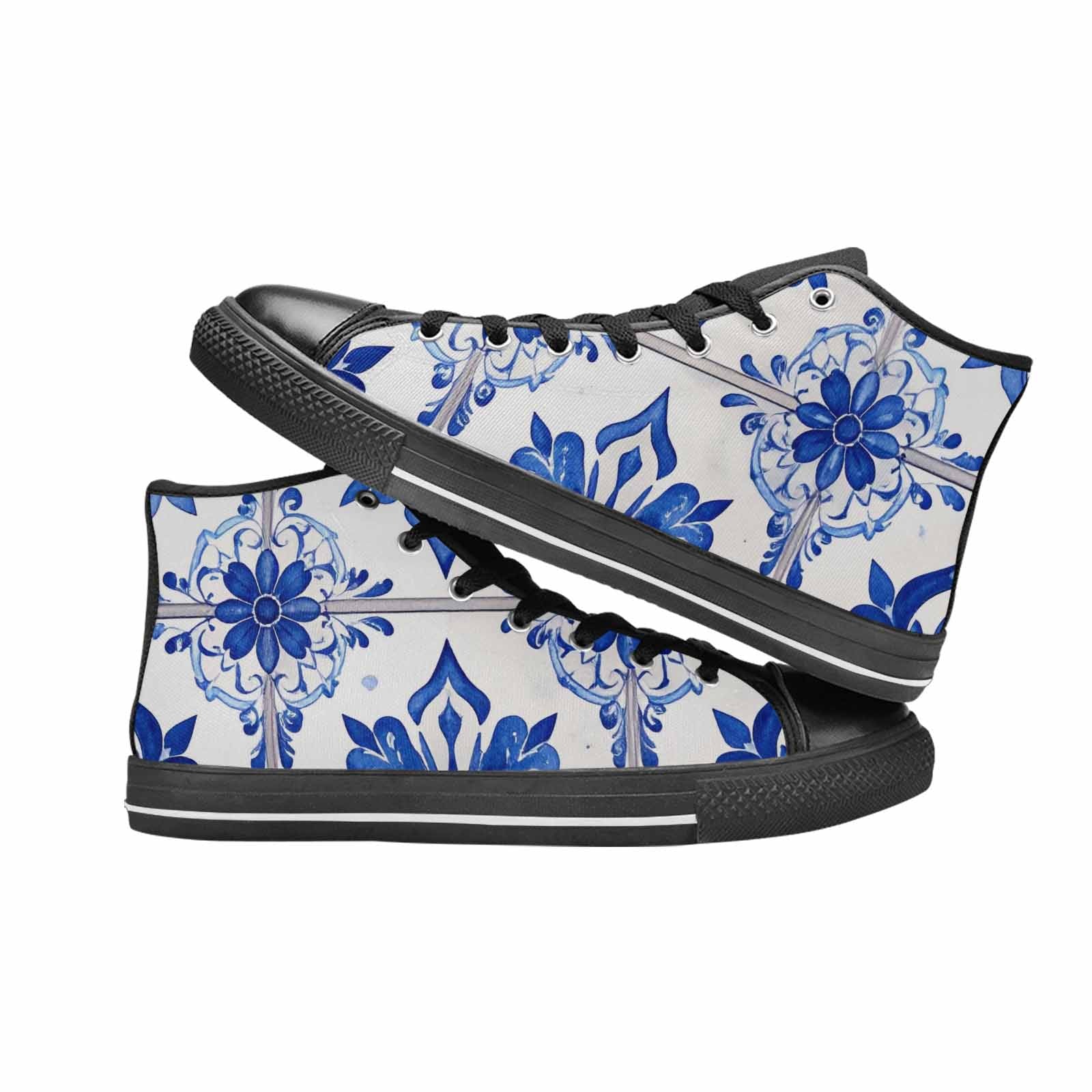 MEN'S Talavera Tile Floral High Top Canvas Grunge Custom Sneakers