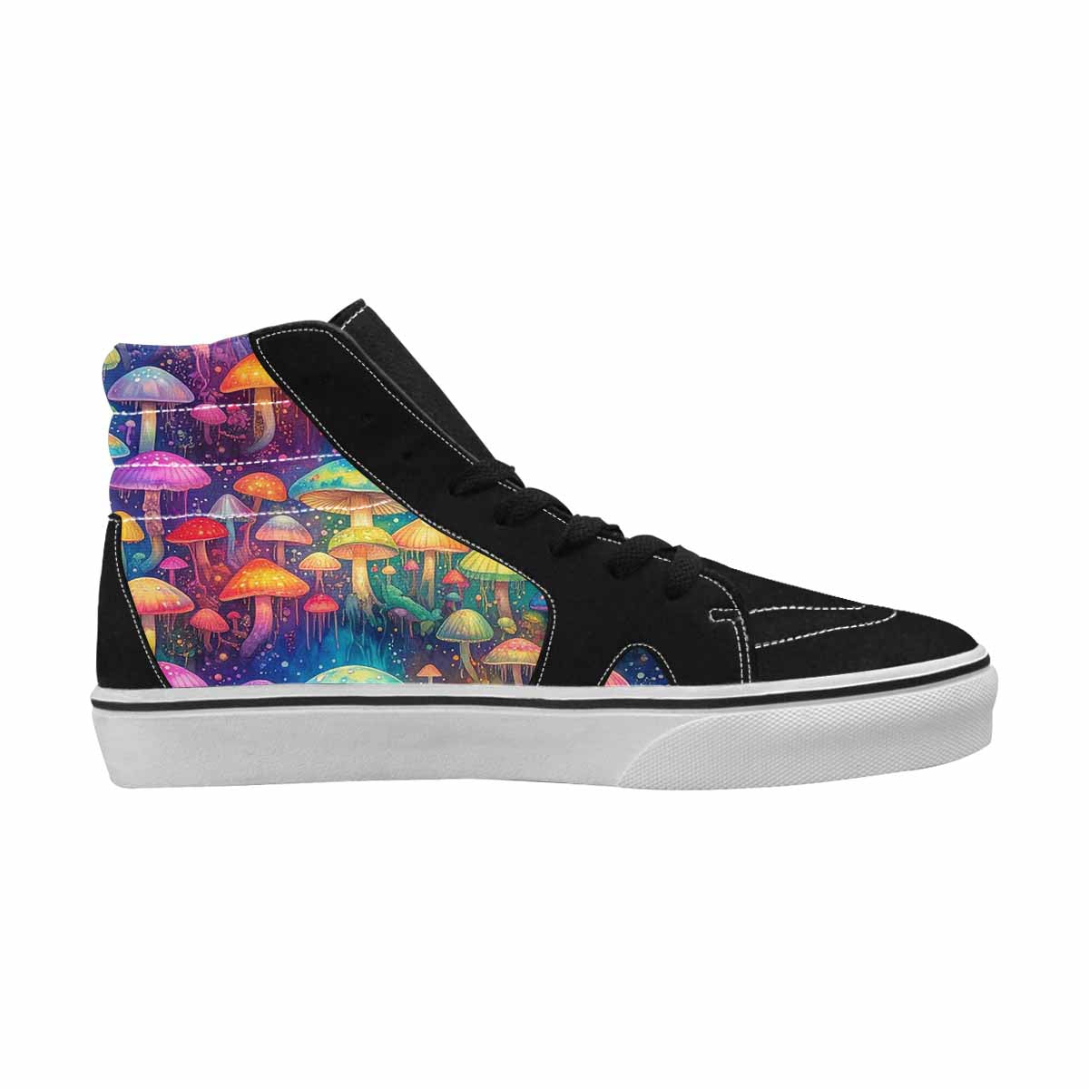 MEN'S Rainbow Drip Mushrooms High Top Canvas Cottagecore Sneakers