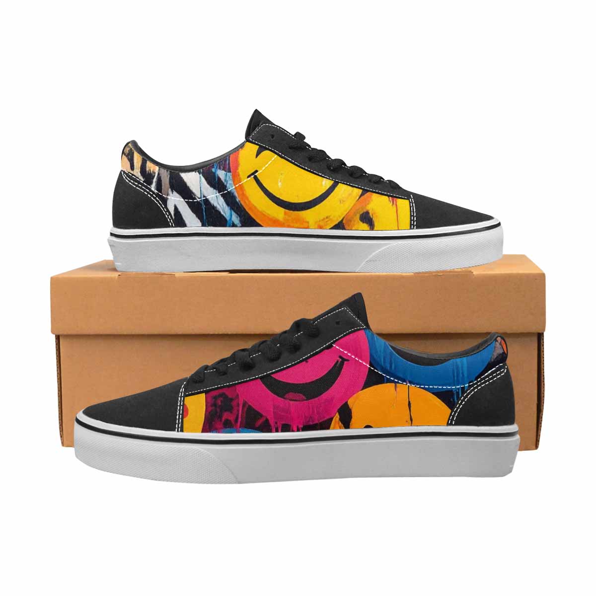 WOMEN'S Smiley Faces Lace-Up Canvas Cottagecore Custom Sneakers