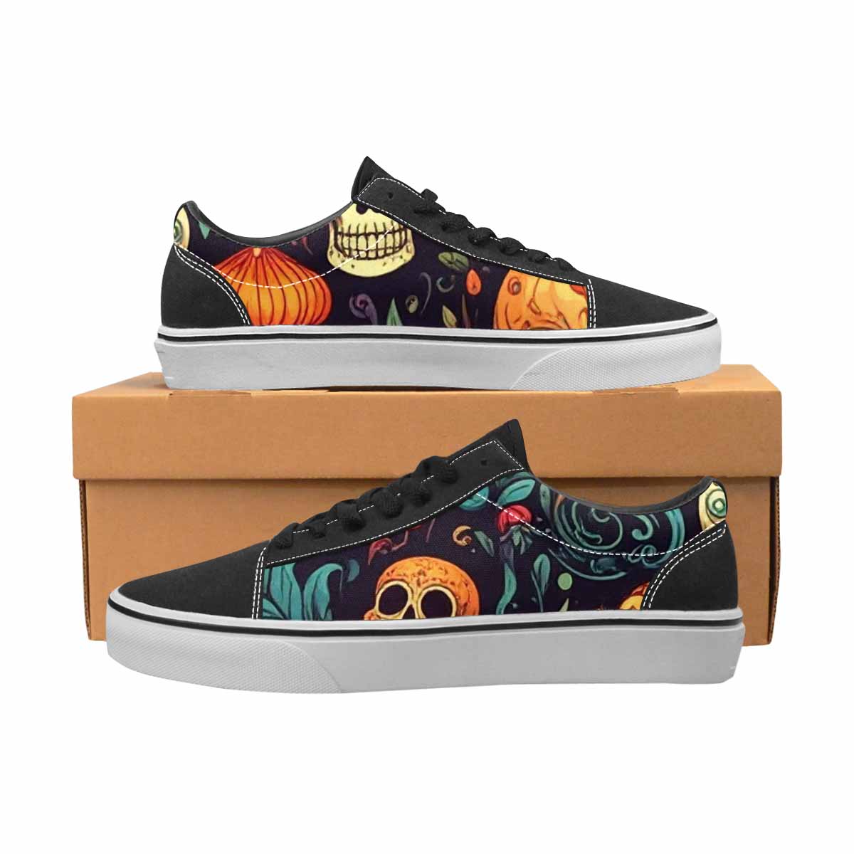 MEN'S Mushrooms And Skulls Canvas Lace-Up Vivid Shoes