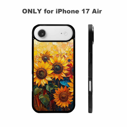 iPhone 17 Air Case — Impressionist Sunflower Brushstroke Pattern Hundreds Floral, Custom Art Phone Cover