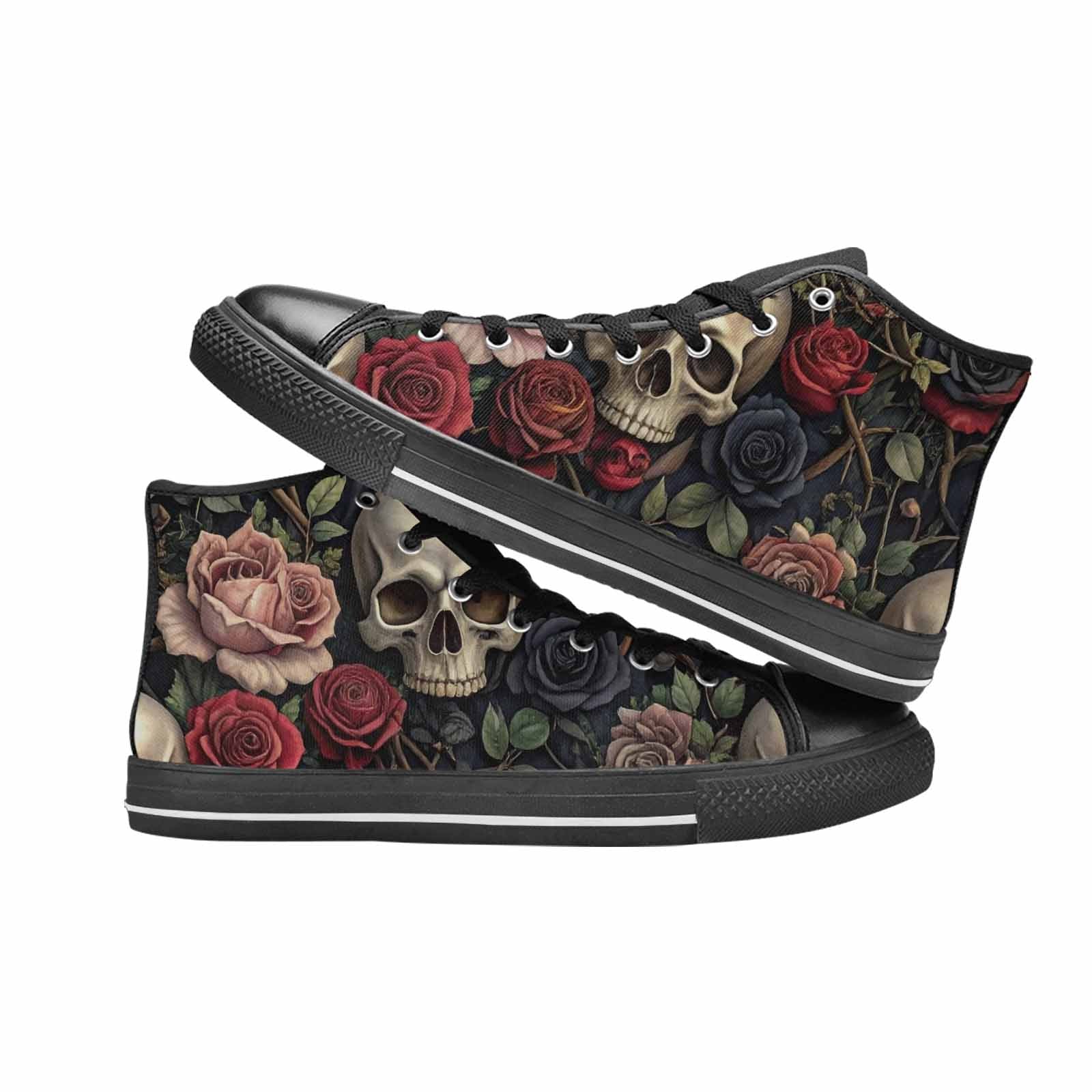 MEN'S Skulls - Roses High Top Canvas Cottagecore Custom Shoes