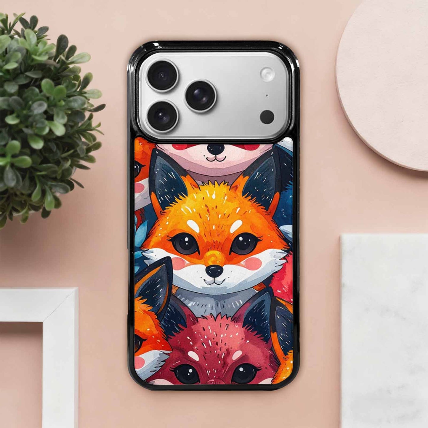 iPhone 17 Pro Max Case — Watercolor Kawaii Fox Watercolor Abstract, Custom Printed Phone Case