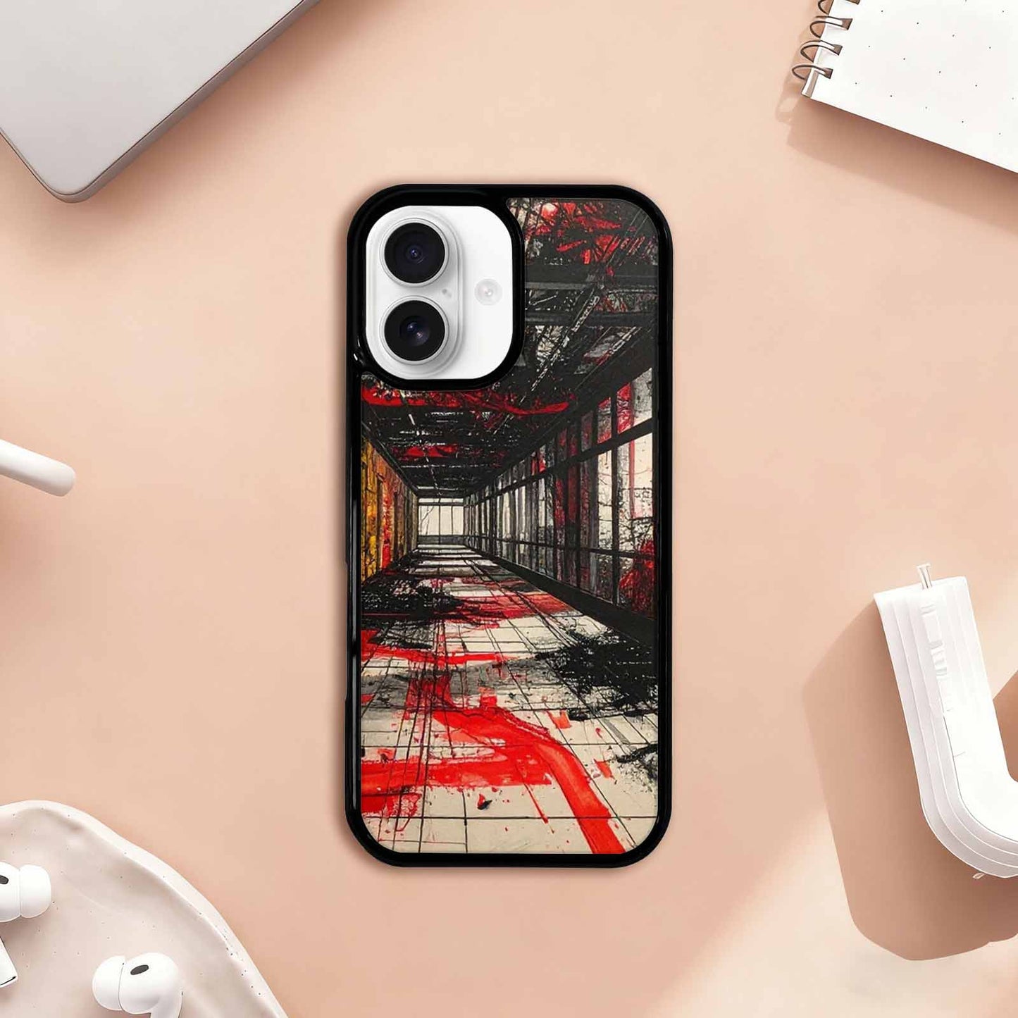 iPhone 17 Case — Black &amp; Red Ink Galaxy Space, Customized Protective Case