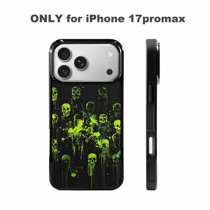 iPhone 17 Pro Max Case — Skeletons Neon Green Original Art, Original Design Phone Case